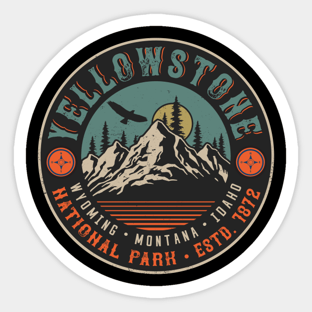 Yellowstone National Park Hiking Camping Sticker by MarkusShirts